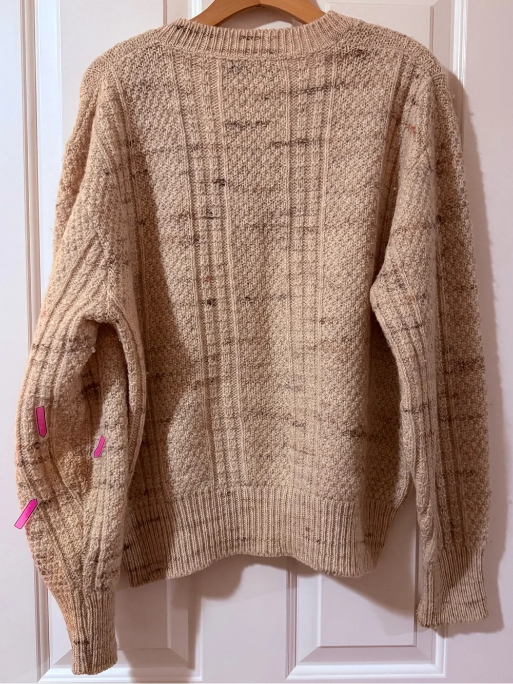 Pendleton Cream Flecked Wool V-Neck Sweater